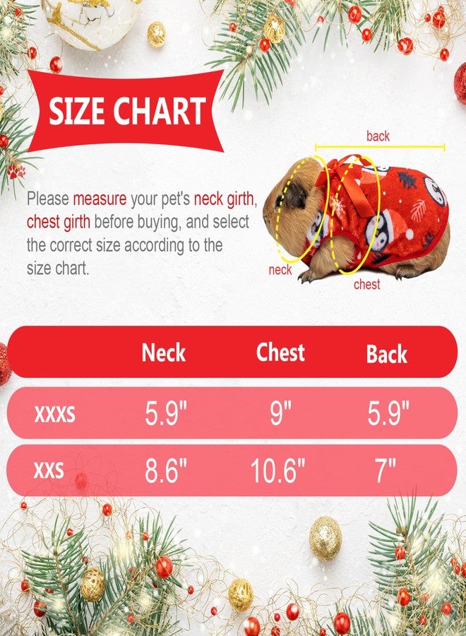 ORZECHKO Christmas Rabbit Costume, 2 Pack Red Cute Fleece Warm Holiday Small Animals Clothes Outfits Pet Vest T Shirt for Guinea Pig Bunny Ferret Kitten Puppy Chihuahua - Image 2